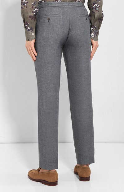 Льняные брюки BRIONI серого цвета по цене 85250 руб., арт. RPMJ0M/P6114/NEW JAMAICA, фото 4 Льняные брюки BRIONI, арт. RPMJ0M/P6114/NEW JAMAICA, фото 4