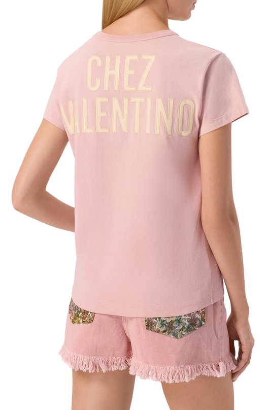 Хлопковая футболка Valentino 8B3MG24Y/9GL Розовый  8B3MG24Y/9GL Фото 4