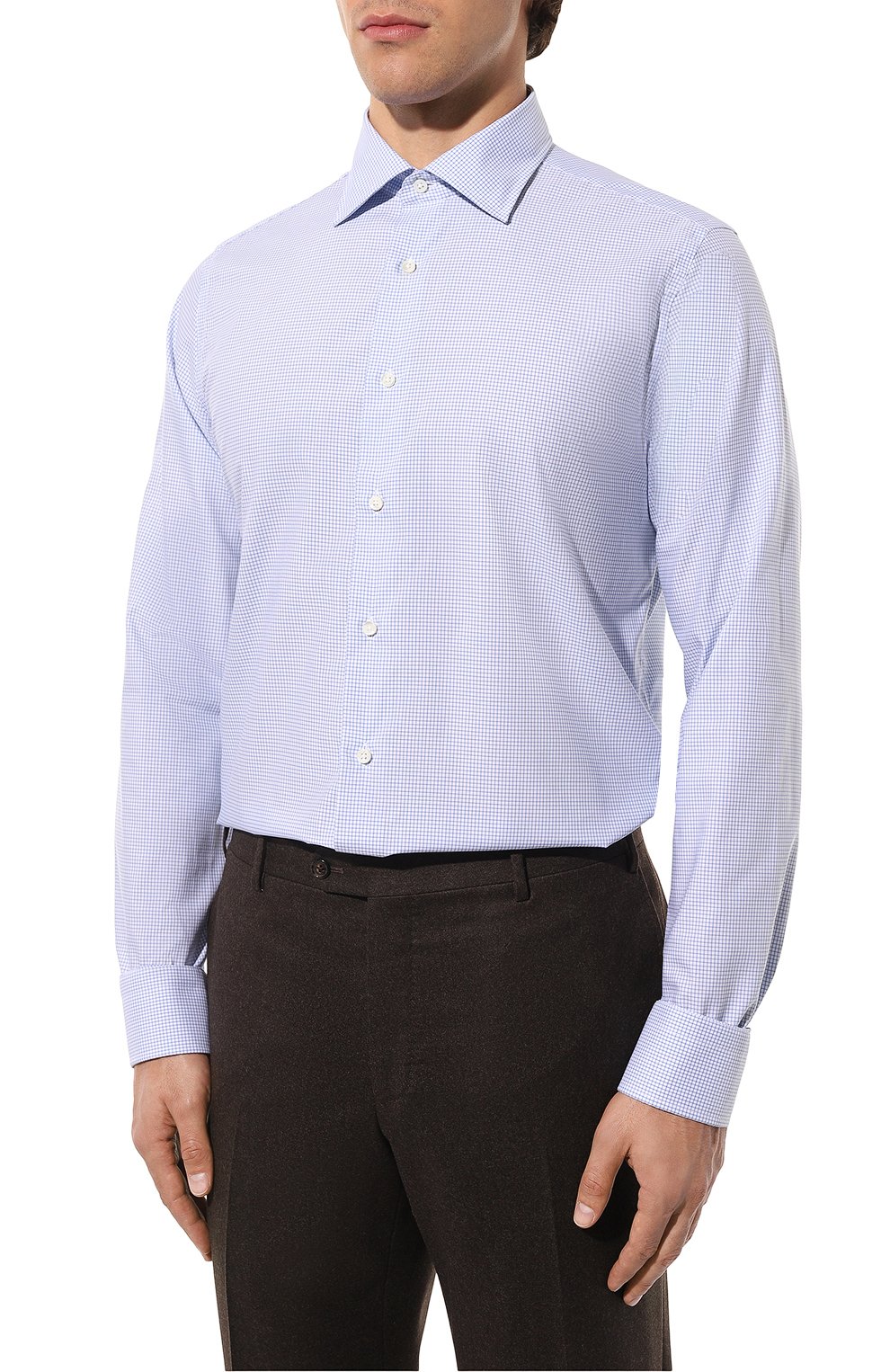 Хлопковая сорочка CANALI голубого цвета по цене 32100 руб., арт. NX18/GR01593, фото 4 Хлопковая сорочка CANALI, арт. NX18/GR01593, фото 4