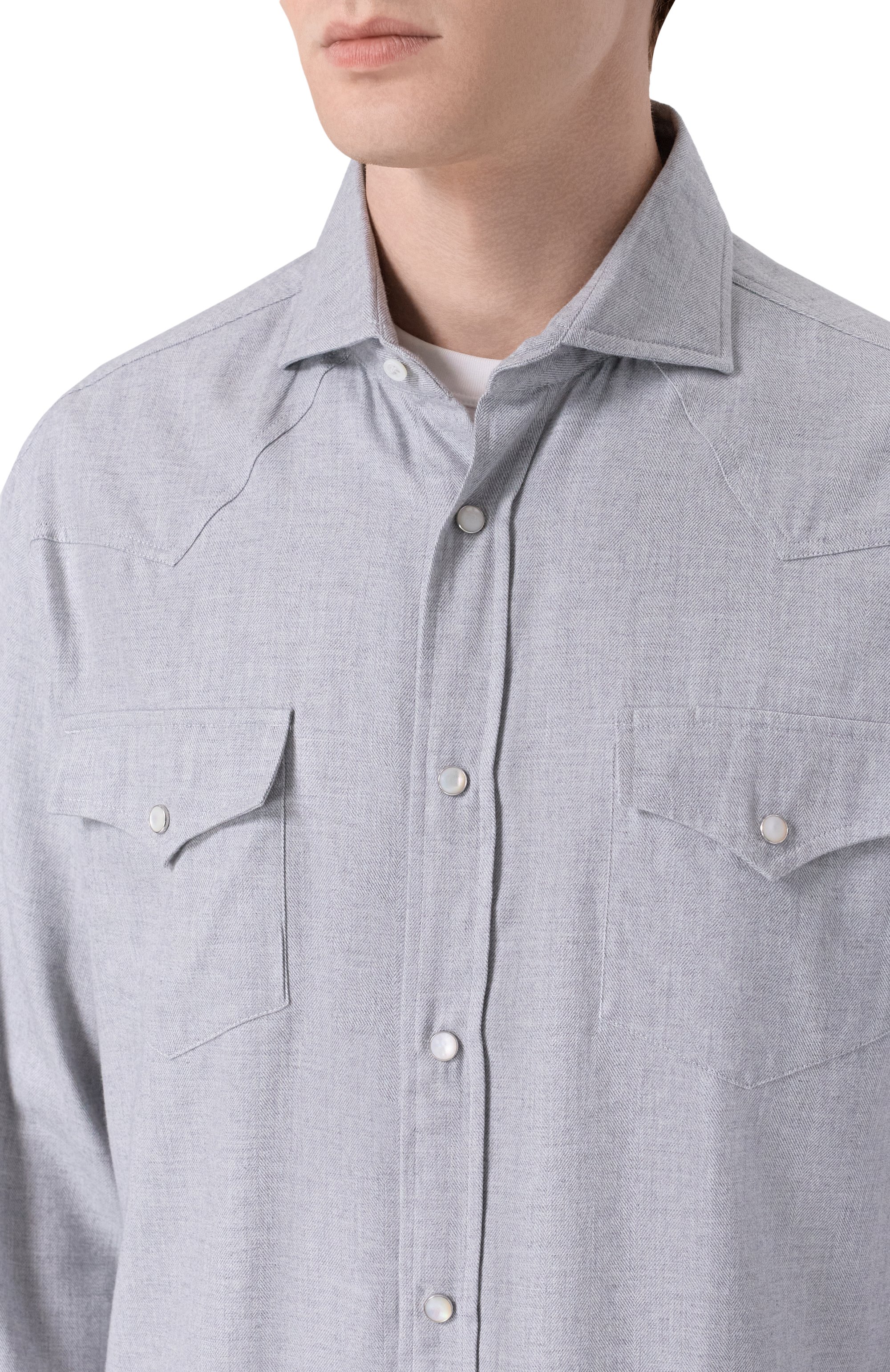 Рубашка из хлопка и лиоцелла BRUNELLO CUCINELLI, арт. MY6374008, фото 5