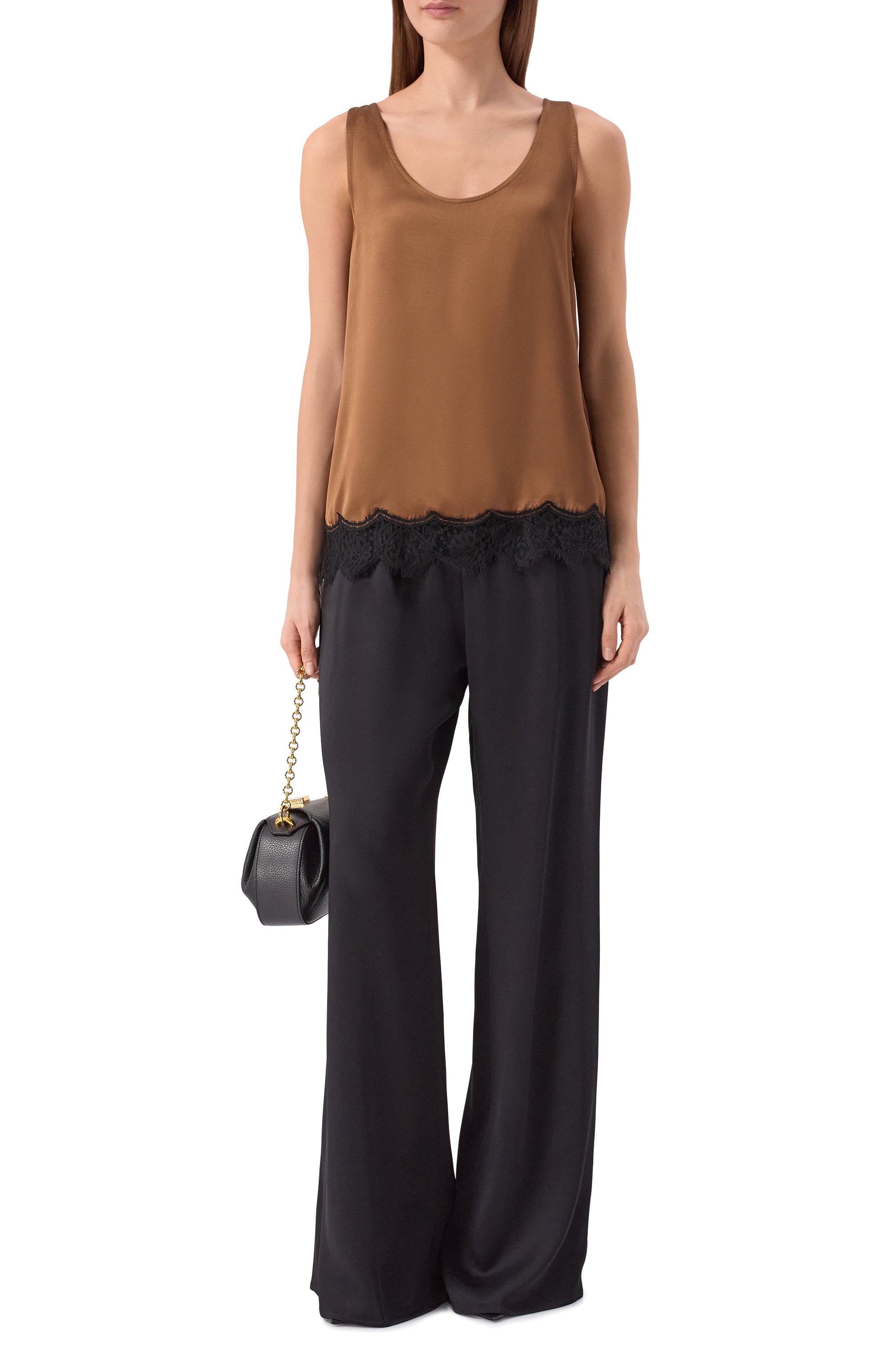 Атласный топ OFFICINE GENERALE коричневого цвета по цене 44050 руб., арт. S26WT0P057, фото 2 Атласный топ OFFICINE GENERALE, арт. S26WT0P057, фото 2