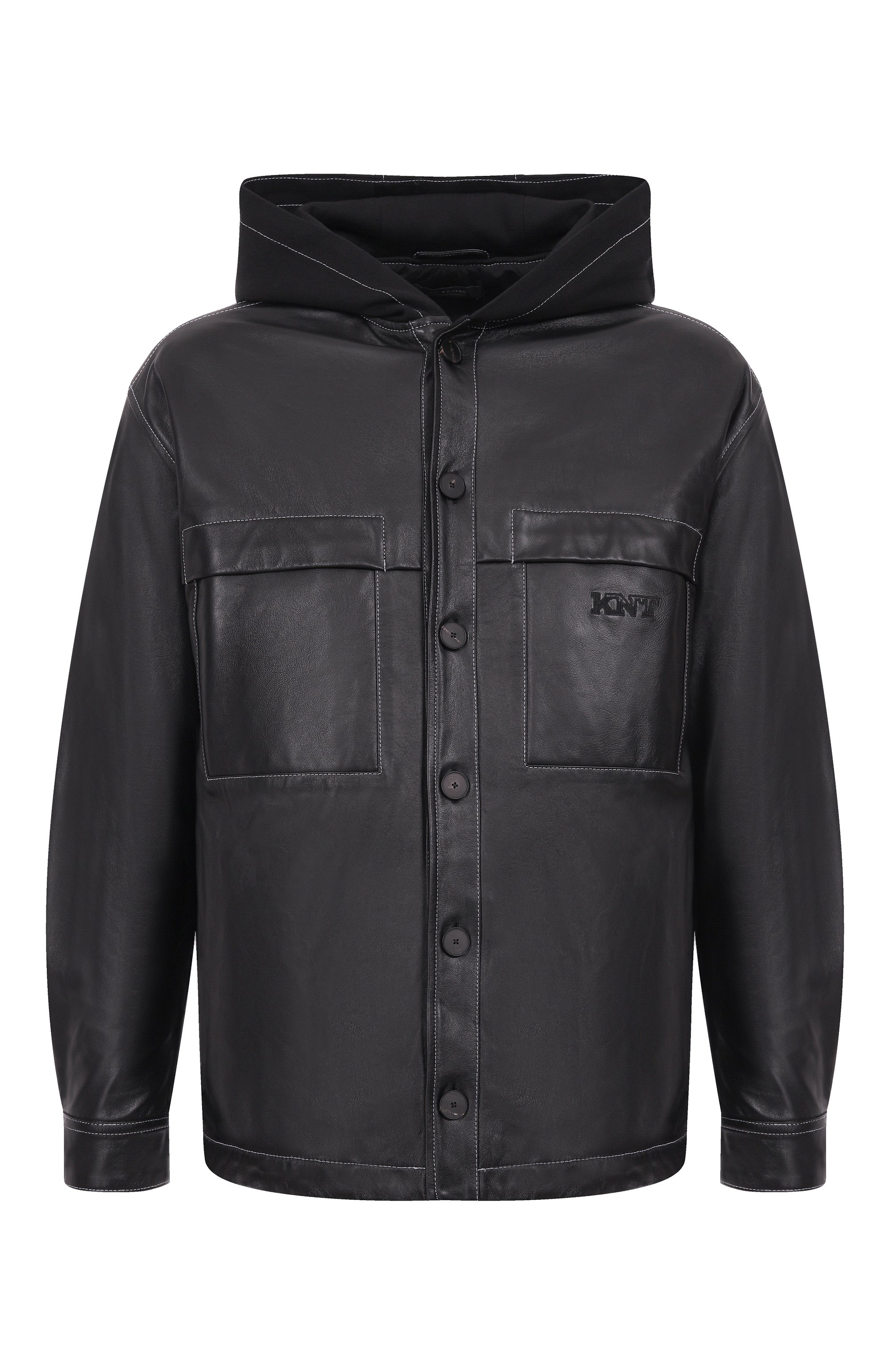 Кожаная куртка-рубашка KITON черного цвета по цене 629500 руб., арт. UGK120MK0280H01, фото 1 Кожаная куртка-рубашка KITON, арт. UGK120MK0280H01, фото 1