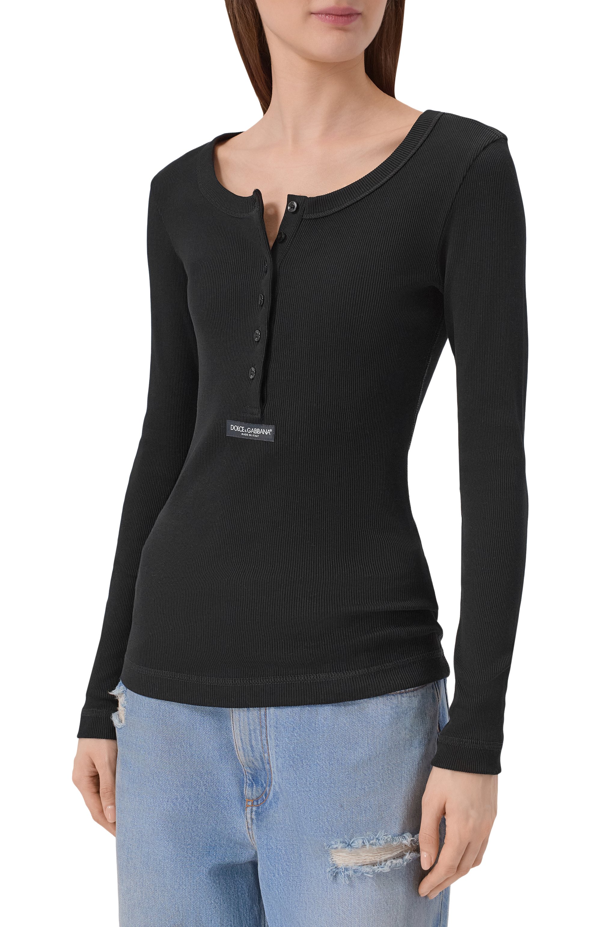 Хлопковый лонгслив-хенли DOLCE & GABBANA, арт. F8W44T/FU7AV, фото 3