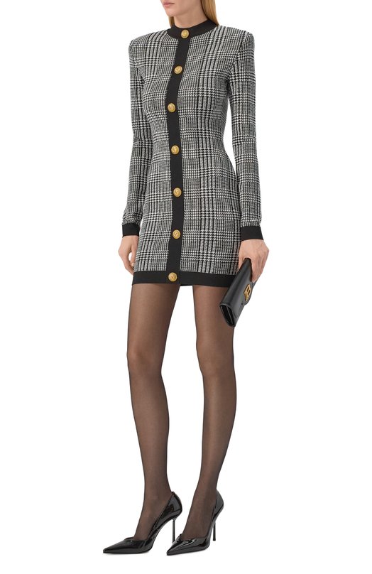Платье из вискозы Balmain GF1R8032/KJ32 Чёрно-белый  GF1R8032/KJ32 Фото 2
