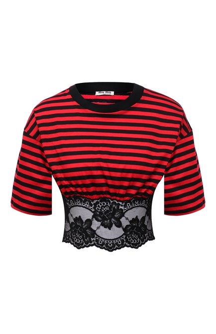 Женский хлопковый топ MIU MIU, арт. MJN270-1YLC-F0N98