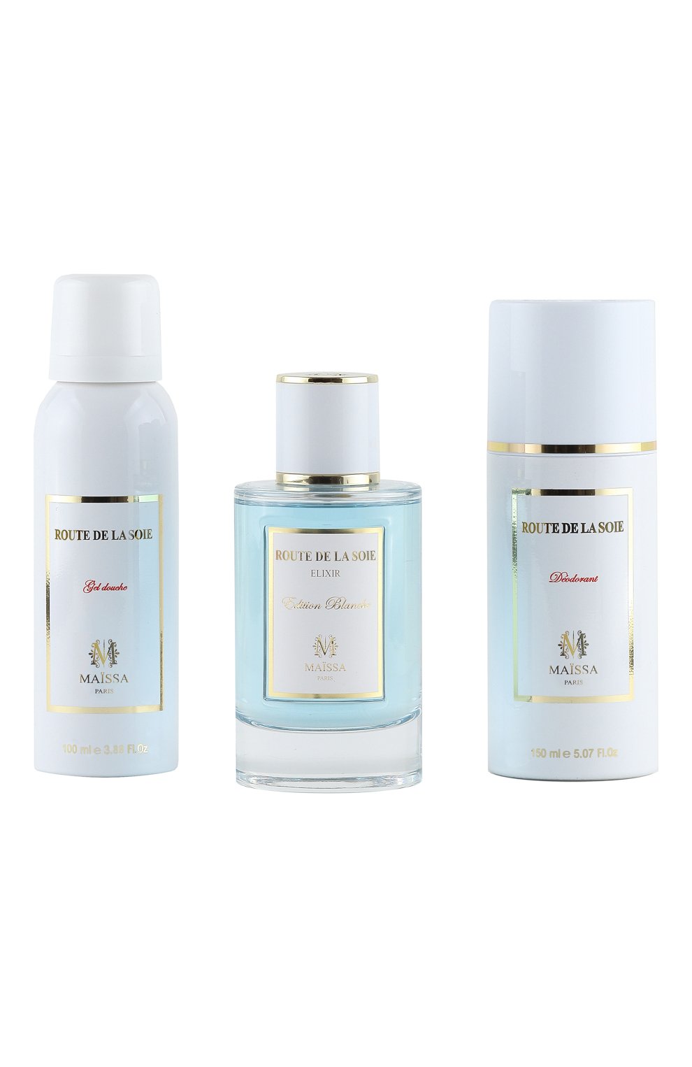 Набор coffret route de la soie blanc парфюмерная вода, гель для душа, дезодорант-спрей (2x100+150ml) MAISON MAISSA бесцветного цвета по цене 17600 руб., арт. 3770020956812, фото 1 Набор coffret route de la soie blanc парфюмерная вода, гель для душа, дезодорант-спрей (2x100+150ml) MAISON MAISSA, арт. 3770020956812, фото 1