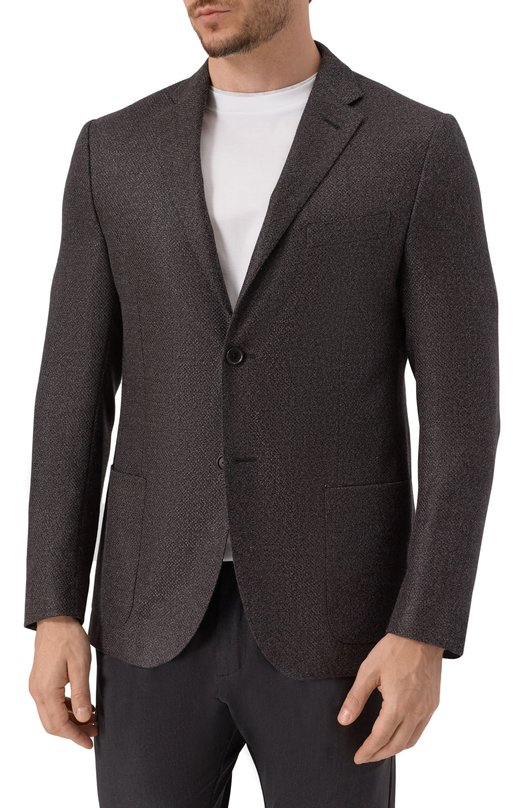 Пиджак из шерсти и шелка Corneliani 266002-2616339 Коричневый  266002-2616339 Фото 5