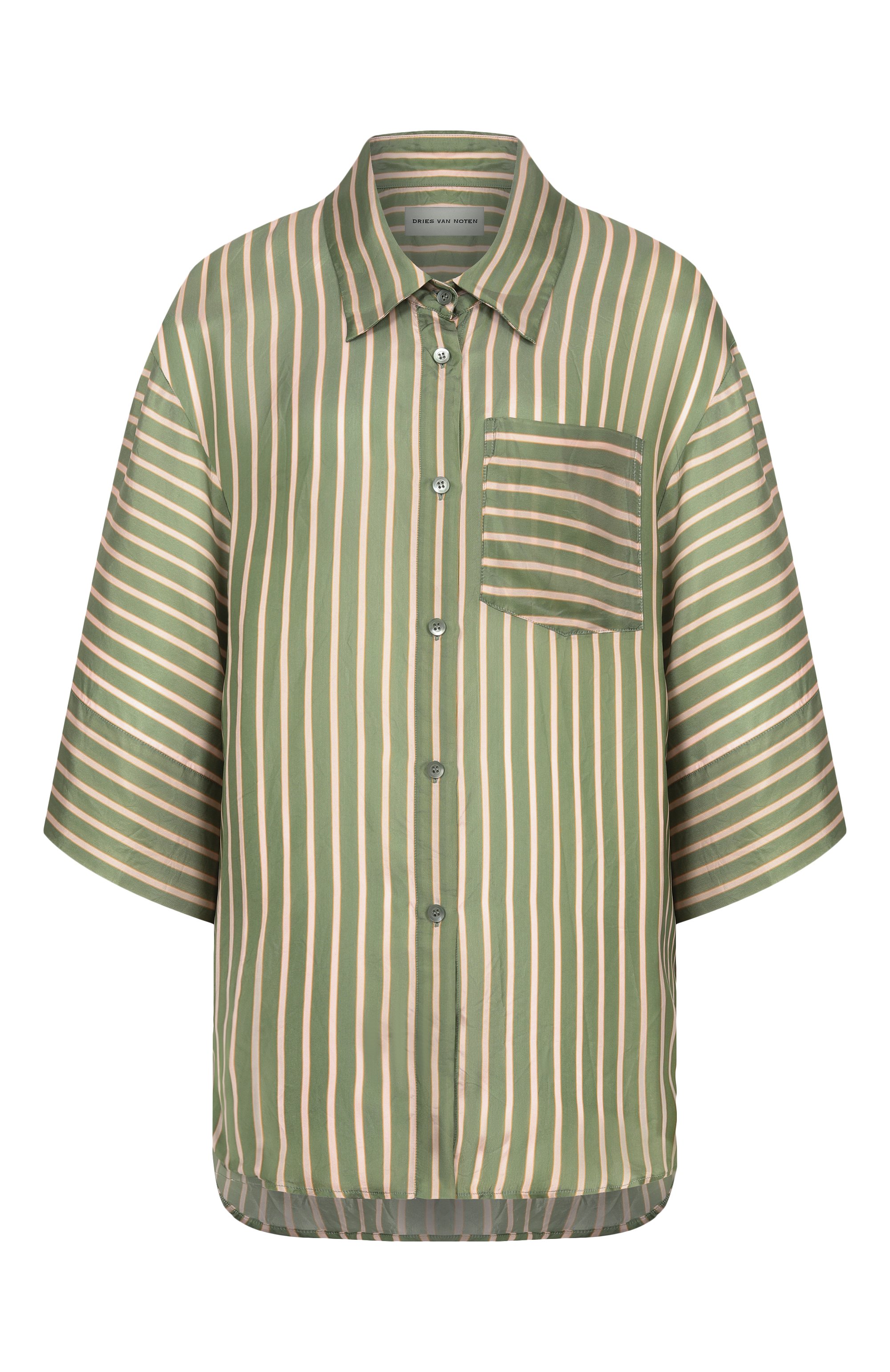 Рубашка DRIES VAN NOTEN зеленого цвета по цене 69500 руб., арт. 010757/3274, фото 1 Рубашка DRIES VAN NOTEN, арт. 010757/3274, фото 1