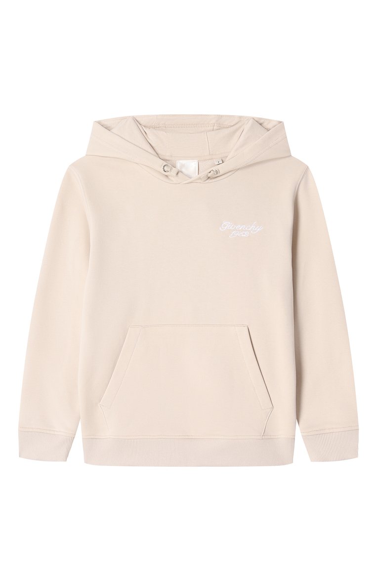 Детский хлопковое худи GIVENCHY кремового цвета, арт. H30700 | Фото 1 (Материал подклада: Хлопок; Рукава: Длинные; Драгоценные камни: Проставлено; Материал сплава: Проставлено; Мальчики Кросс-КТ: Худи-одежда; Материал внешний: Хлопок; Ростовка одежда: 5 лет | 110 см, 7 лет | 122 см, 9 лет | 134 см, 12 лет | 152 см, 13 - 15 лет | 158 см)