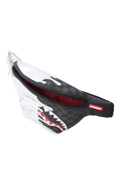 Поясная сумка silver side drip black check SPRAYGROUND серебряного цвета по цене 13200 руб., арт. 910B8926NSZ/SILVER SIDE DRIP BLACK CHECK SAVVY CR0, фото 3 Поясная сумка silver side drip black check SPRAYGROUND, арт. 910B8926NSZ/SILVER SIDE DRIP BLACK CHECK SAVVY CR0, фото 3