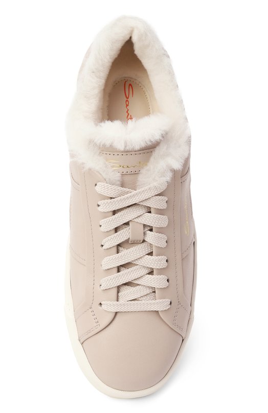 Кожаные кеды Santoni WBGG61419PNNPXWL Бежевый  WBGG61419PNNPXWL Фото 6