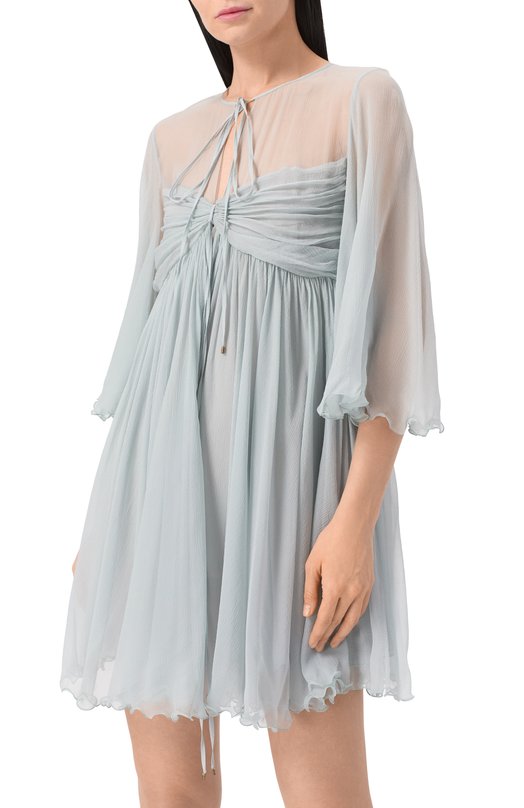 Шелковое платье Chloé CHC25SR027116 Голубой  CHC25SR027116 Фото 3
