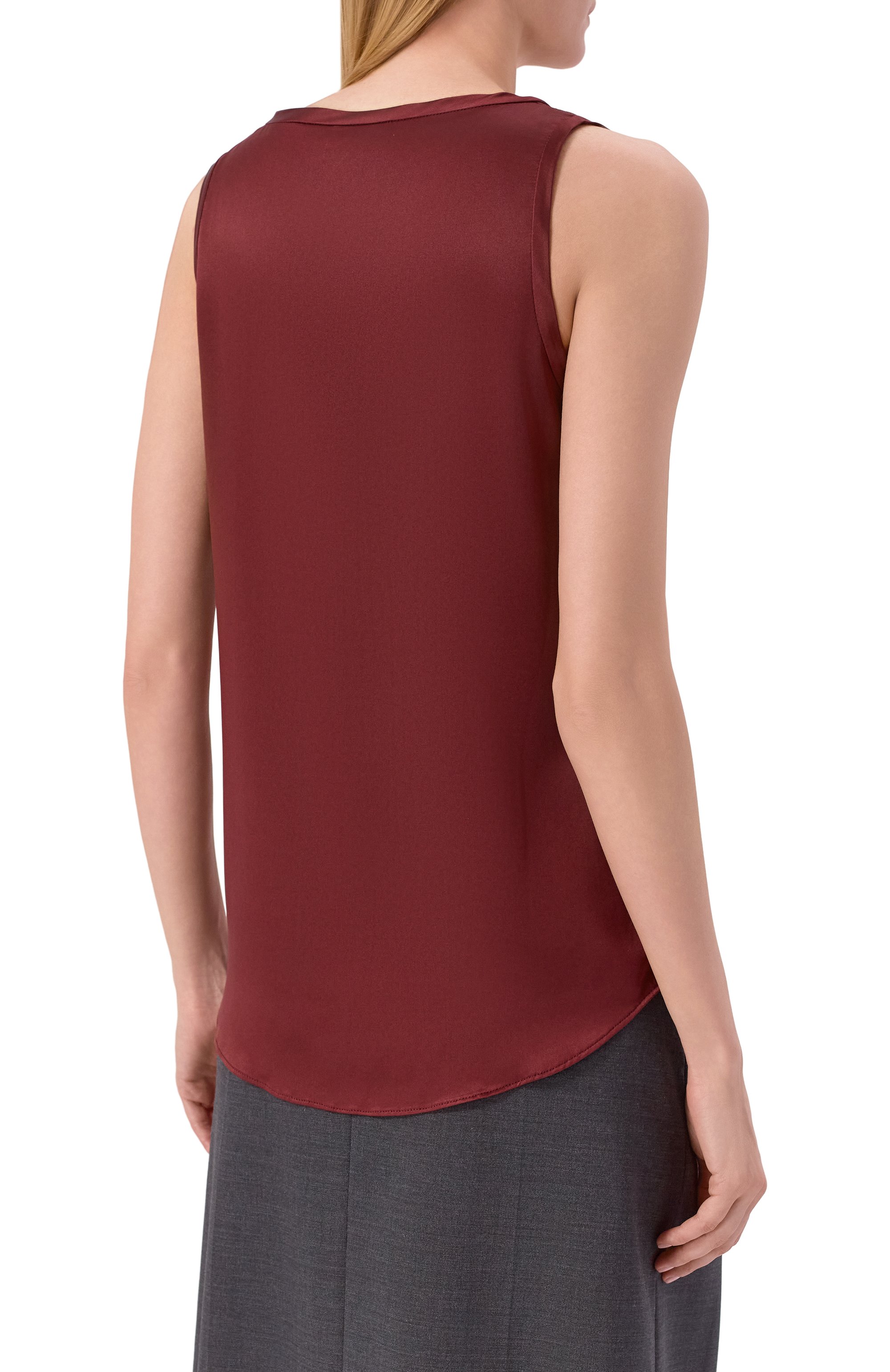 Атласный топ BRUNELLO CUCINELLI бордового цвета по цене 98700 руб., арт. MPC59E0600, фото 4 Атласный топ BRUNELLO CUCINELLI, арт. MPC59E0600, фото 4