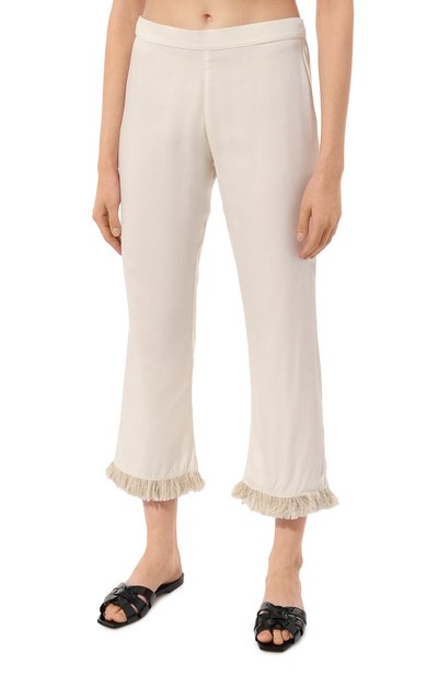 Брюки из вискозы DNUD PARIS кремового цвета по цене 21340 руб., арт. B2417, фото 3 Брюки из вискозы DNUD PARIS, арт. B2417, фото 3