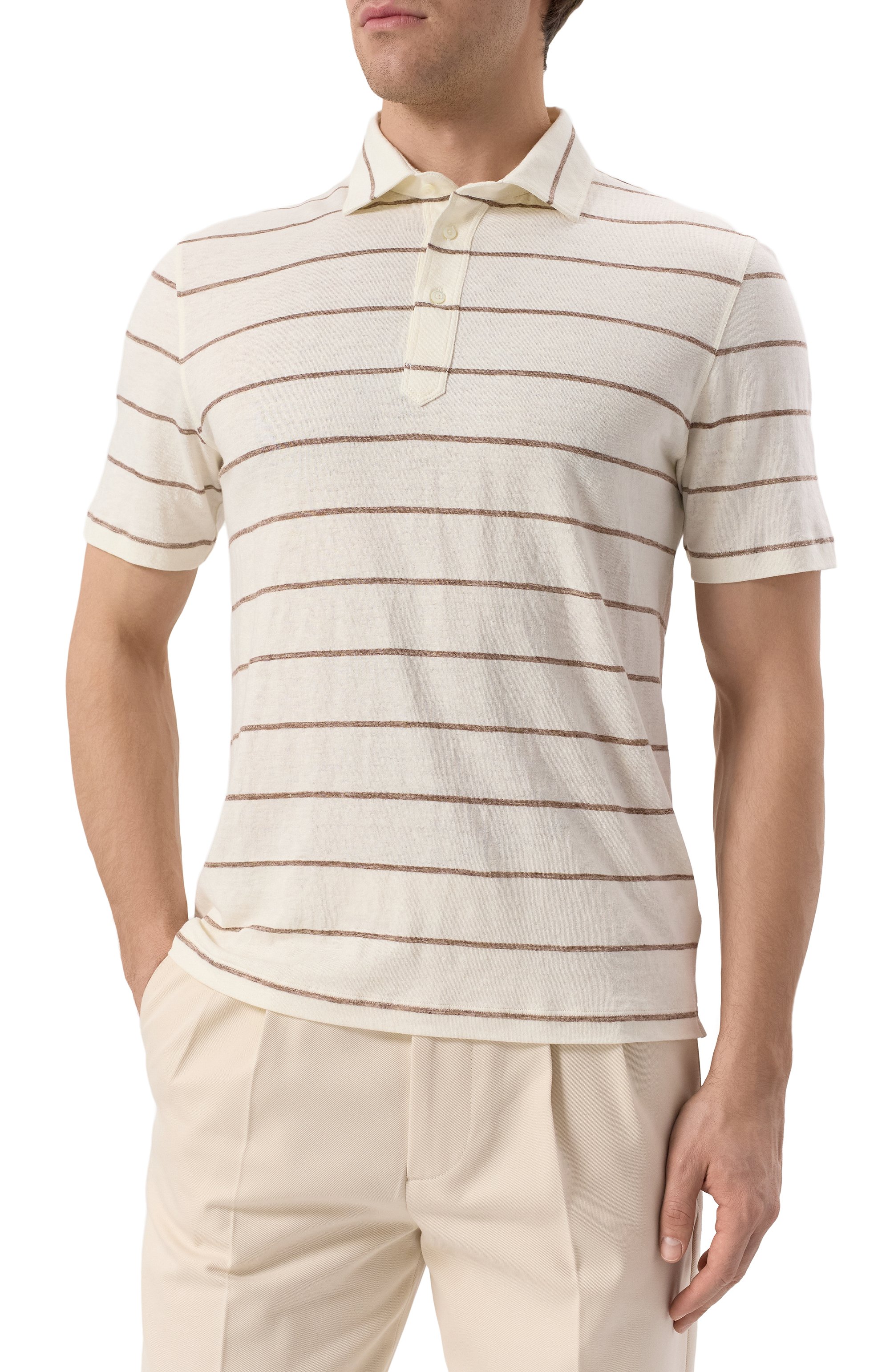 Поло изо льна и хлопка BRUNELLO CUCINELLI, арт. MW8343936P, фото 3