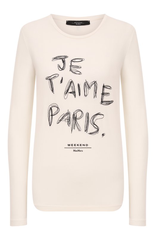 Хлопковый лонгслив Weekend Max Mara REN0IR Кремовый REN0IR