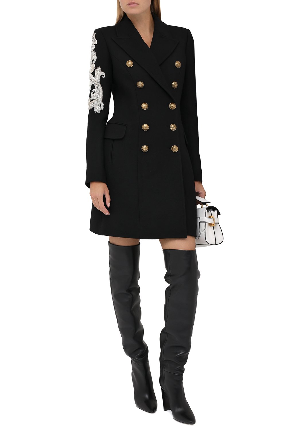 Шерстяное пальто BALMAIN черного цвета по цене 394000 руб., арт. UF19572/P050, фото 2 Шерстяное пальто BALMAIN, арт. UF19572/P050, фото 2