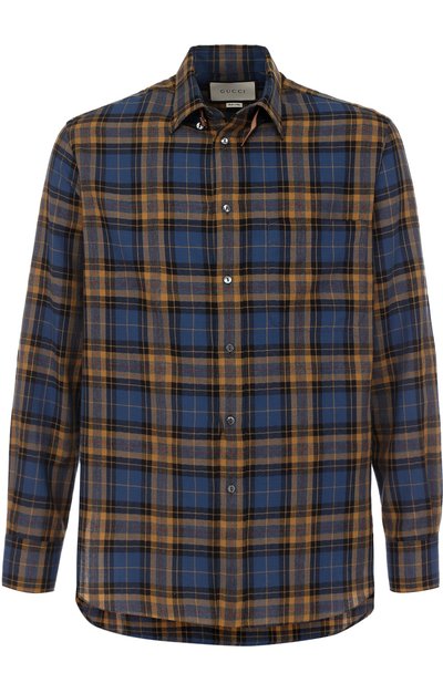 Рубашка в клетку из смеси хлопка и вискозы GUCCI, арт. 468563/Z461F, фото 1