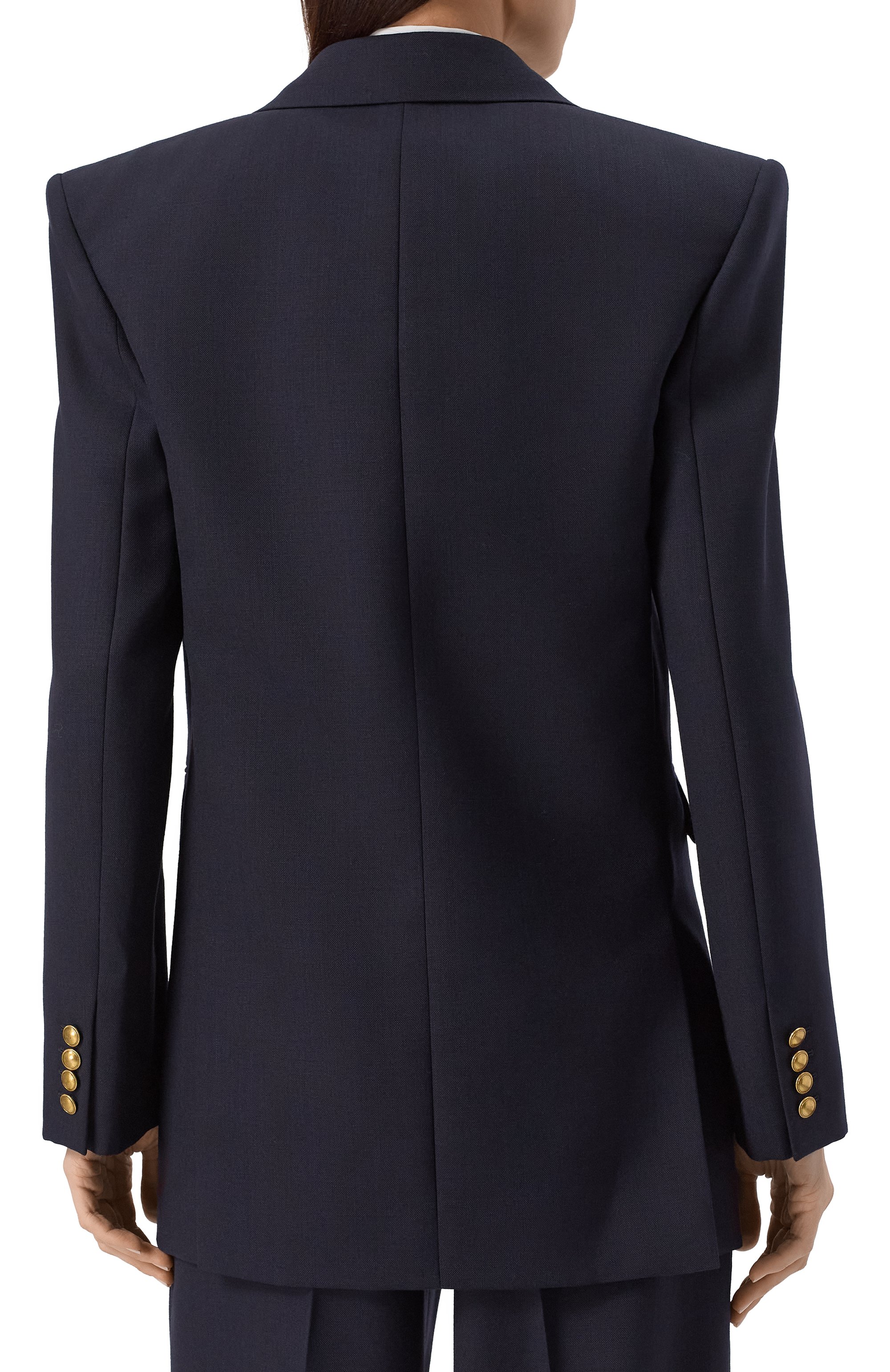 Шерстяной жакет SAINT LAURENT темно-синего цвета по цене 399000 руб., арт. 823616/Y5K32, фото 4 Шерстяной жакет SAINT LAURENT, арт. 823616/Y5K32, фото 4