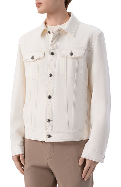 Джинсовая куртка CANALI белого цвета по цене 122500 руб., арт. 041083/PD01637, фото 3 Джинсовая куртка CANALI, арт. 041083/PD01637, фото 3