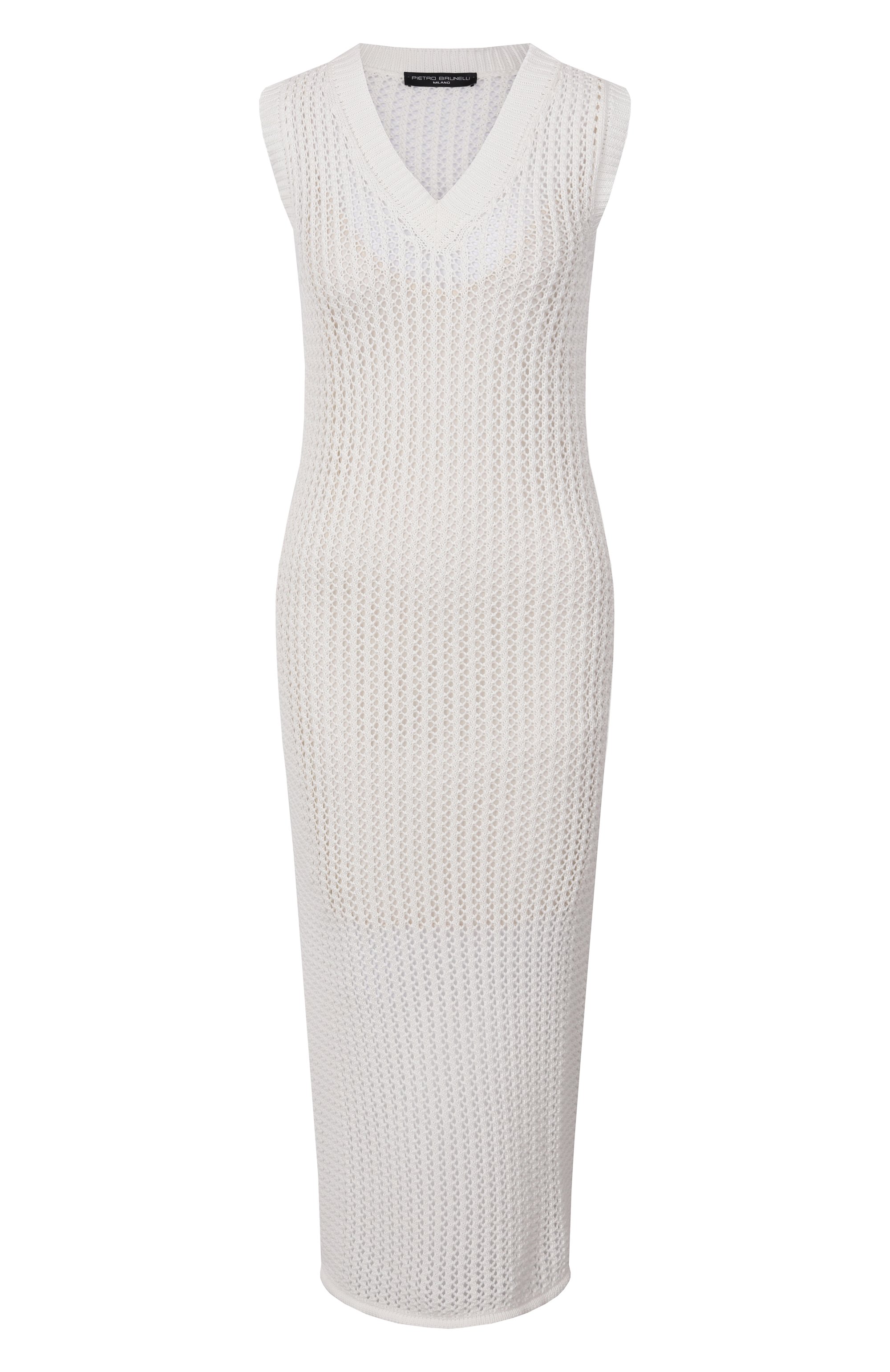 Хлопковое платье PIETRO BRUNELLI белого цвета по цене 31650 руб., арт. AGG005/C00102, фото 1 Хлопковое платье PIETRO BRUNELLI, арт. AGG005/C00102, фото 1