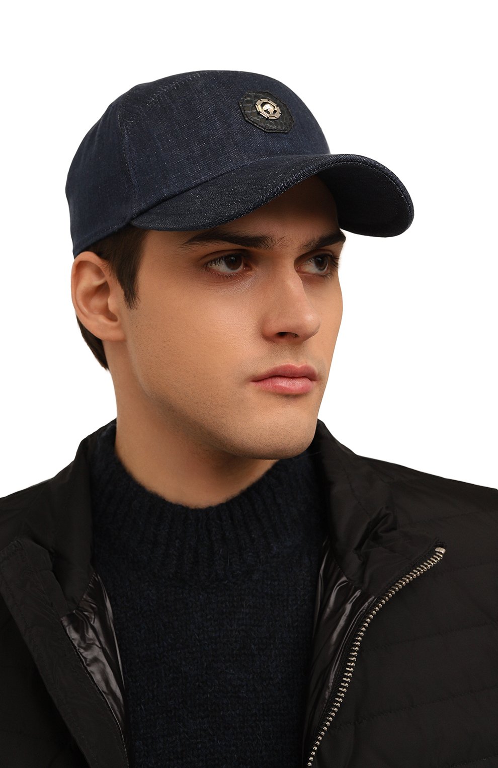 Бейсболка с отделкой из кожи аллигатора STEFANO RICCI темно-синего цвета по цене 67650 руб., арт. MCV24AL16E/L0004Q, фото 2 Бейсболка с отделкой из кожи аллигатора STEFANO RICCI, арт. MCV24AL16E/L0004Q, фото 2