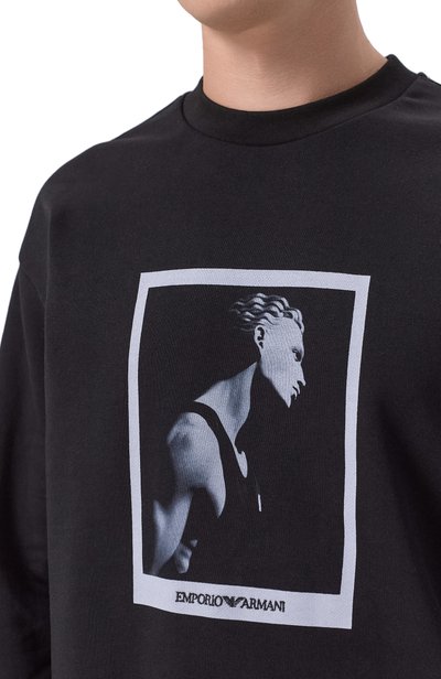Хлопковый свитшот EMPORIO ARMANI черного цвета по цене 39700 руб., арт. EM006933/AF27740, фото 5 Хлопковый свитшот EMPORIO ARMANI, арт. EM006933/AF27740, фото 5
