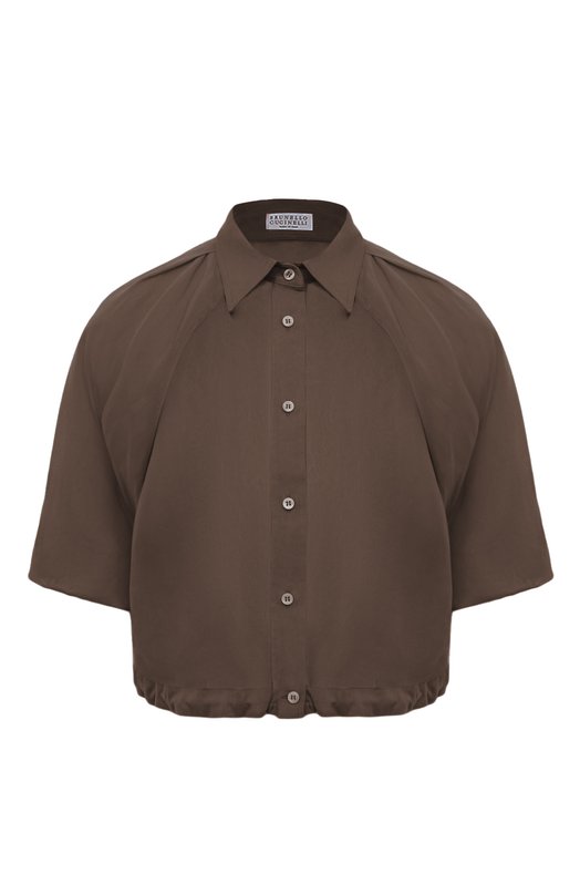 Хлопковая блузка Brunello Cucinelli MH911B1347 Коричневый MH911B1347