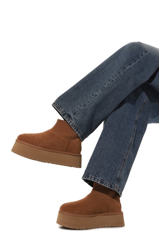 Замшевые полусапоги Classic Mini Dipper UGG 1168170 Коричневый  1168170 Фото 3