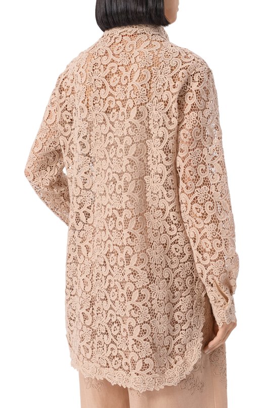 Хлопковая блузка Ermanno Scervino D464K616HGJ Бежевый  D464K616HGJ Фото 4