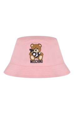Детская хлопковая панама MOSCHINO розового цвета, арт. MMX057/LPA01 | Фото 1 (Нос: Не проставлено; Материал: Текстиль, Хлопок; Тематический товар: Teddy Bear)