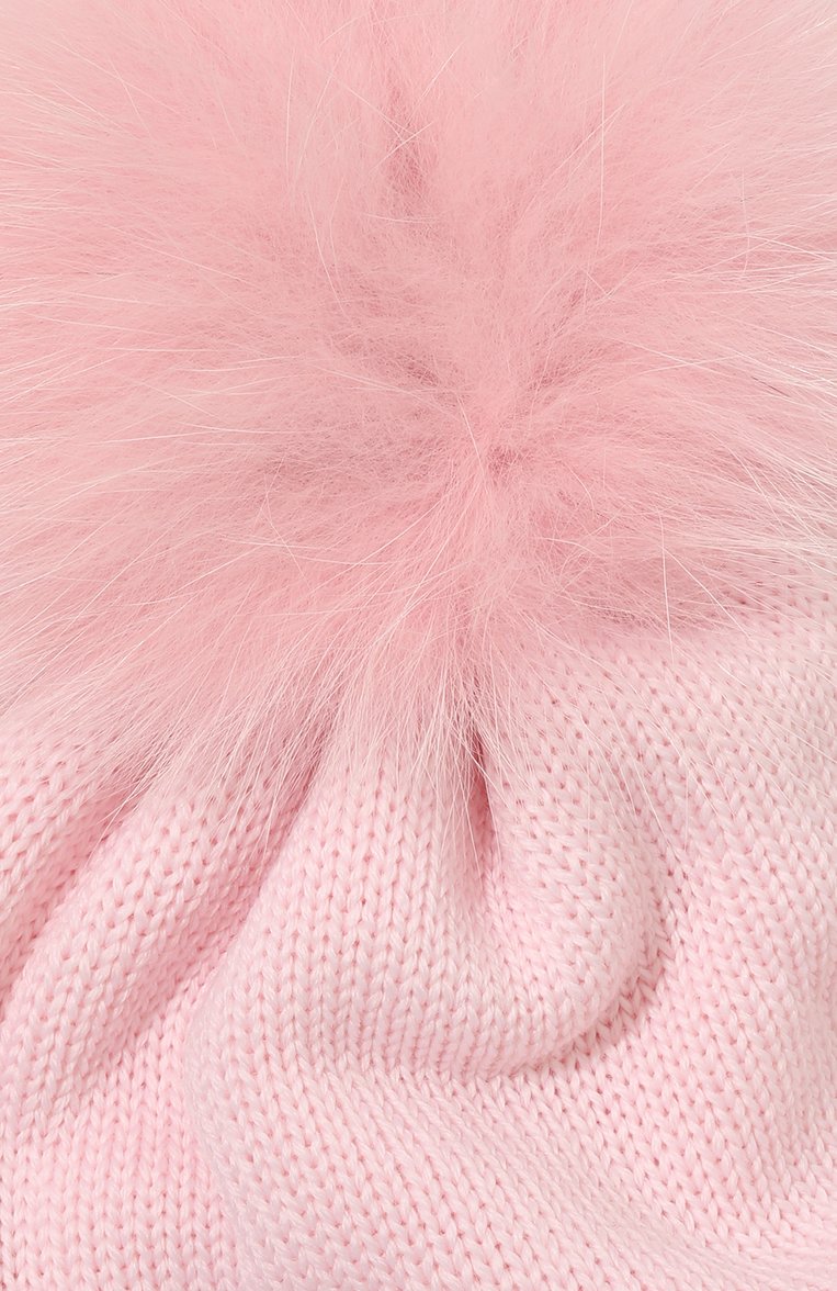 Детского шапка-балаклава IL TRENINO светло-розового цвета, арт. CL 4069/VA | Фото 3 (Материал: Текстиль, Шерсть; Материал сплава: Проставлено; Нос: Не проставлено)