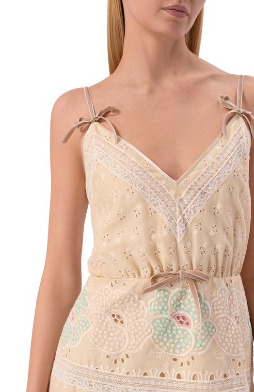 Хлопковое платье Valentino 8B3VAJL5/A2A Кремовый  8B3VAJL5/A2A Фото 4