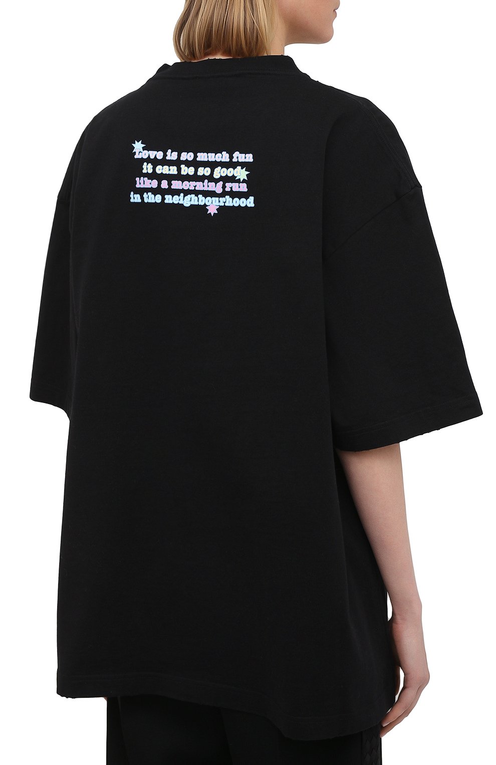 Хлопковая футболка BALENCIAGA черного цвета по цене 89950 руб., арт. 641532/TJVI1, фото 4 Хлопковая футболка BALENCIAGA, арт. 641532/TJVI1, фото 4