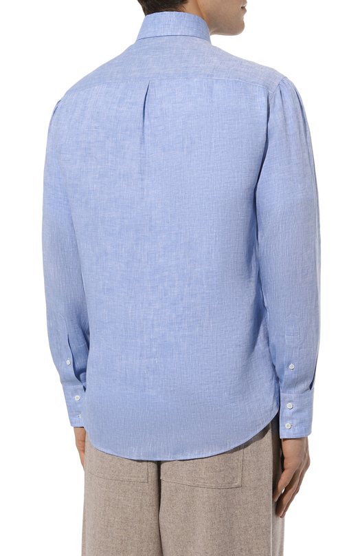 Льняная рубашка Brunello Cucinelli MS6500028 Голубой  MS6500028 Фото 4