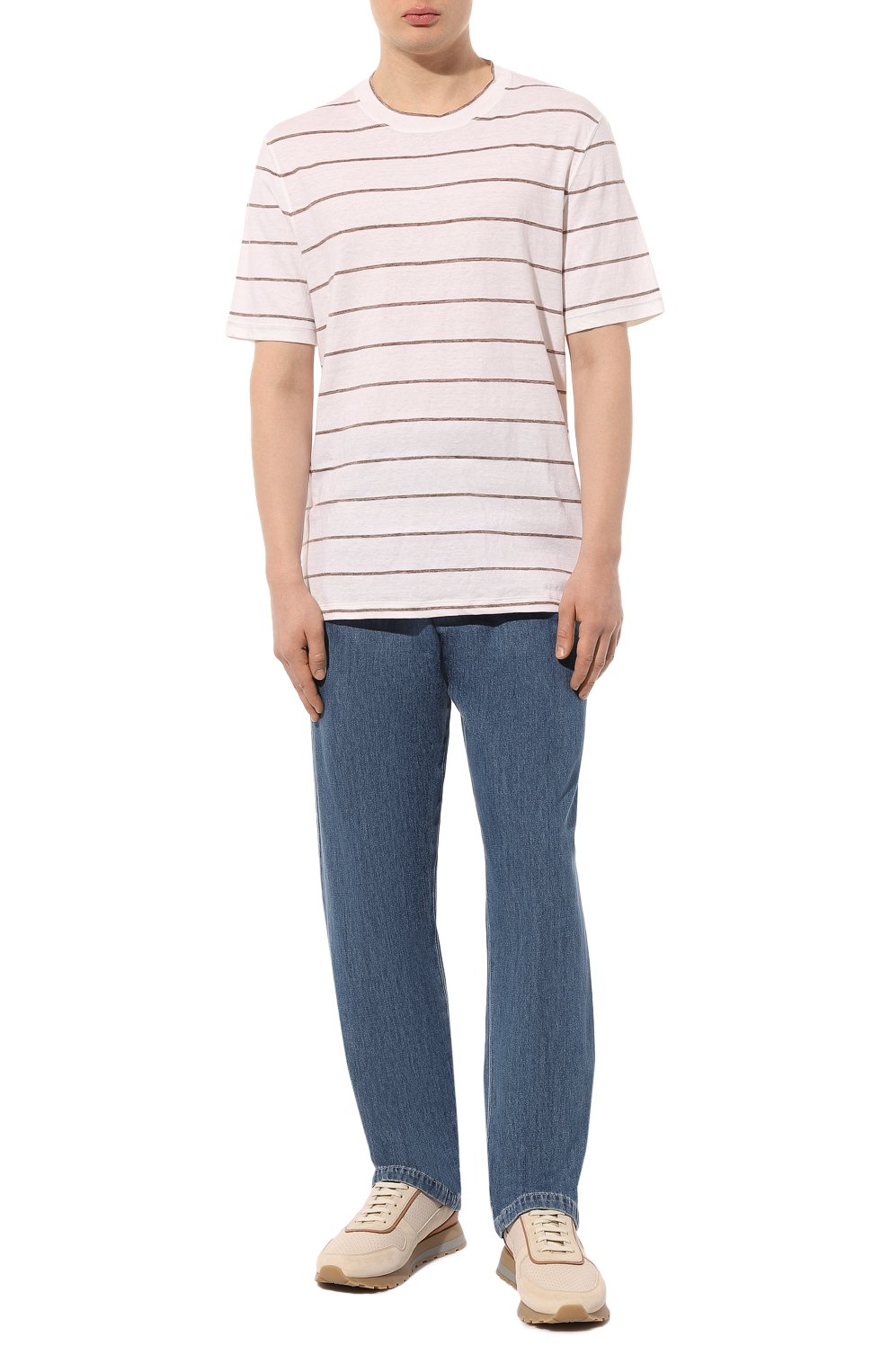 Футболка изо льна и хлопка BRUNELLO CUCINELLI, арт. MW8341308, фото 2