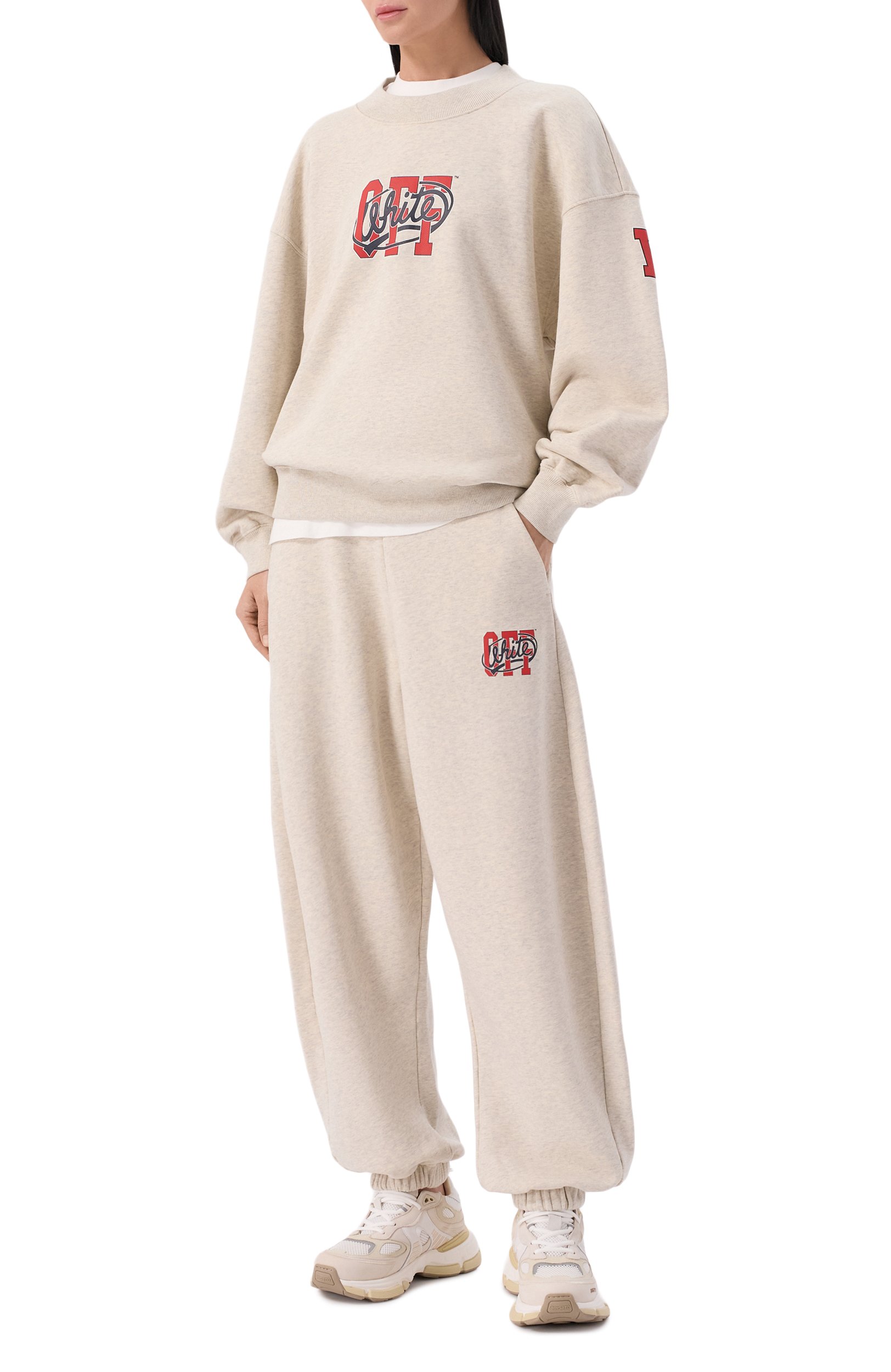 Хлопковый свитшот OFF-WHITE светло-бежевого цвета по цене 59500 руб., арт. 2FE00513T, фото 2 Хлопковый свитшот OFF-WHITE, арт. 2FE00513T, фото 2