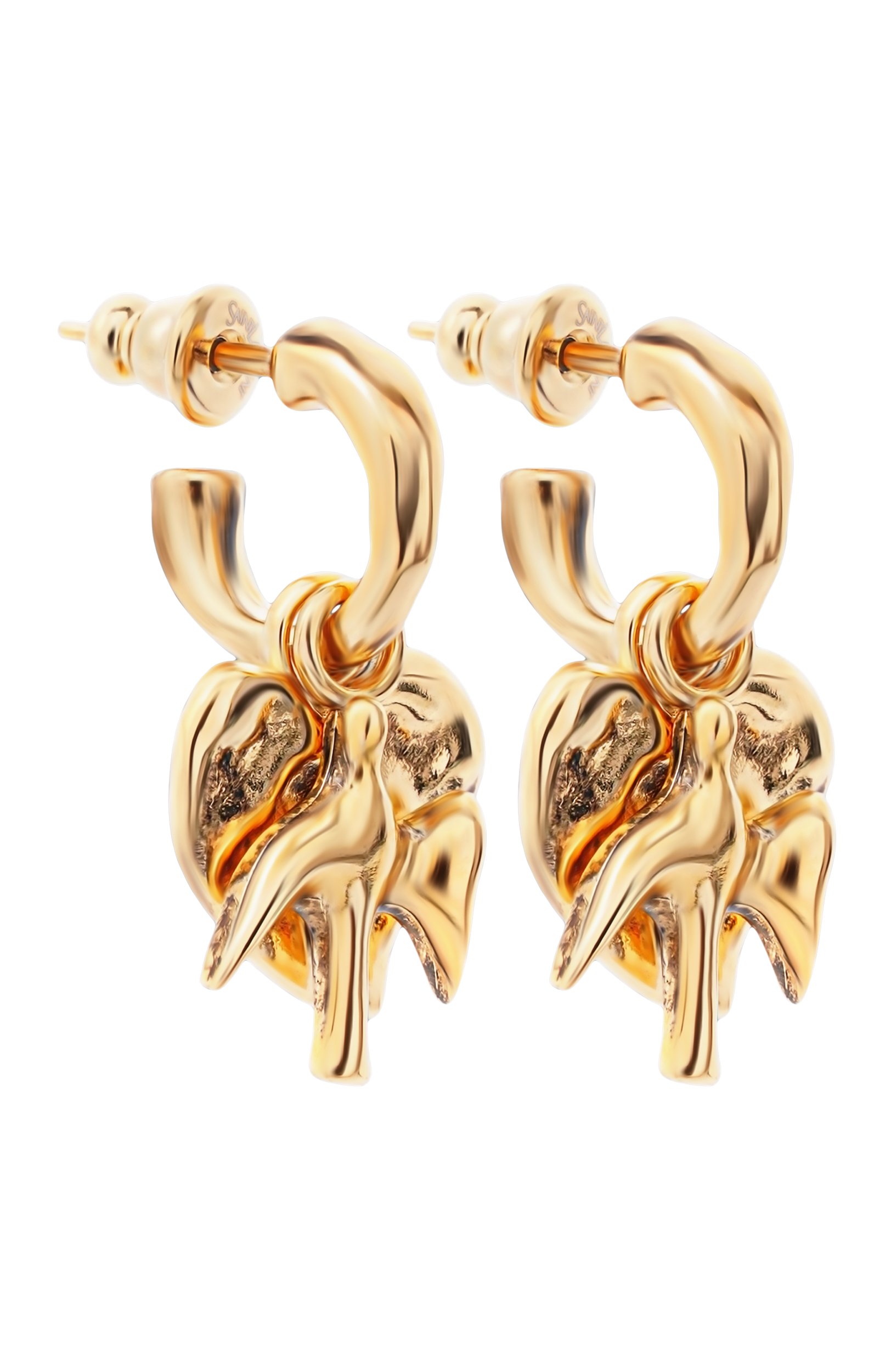 Серьги SAINT LAURENT золотого цвета по цене 66300 руб., арт. A0033W/Y1500, фото 3 Серьги SAINT LAURENT, арт. A0033W/Y1500, фото 3