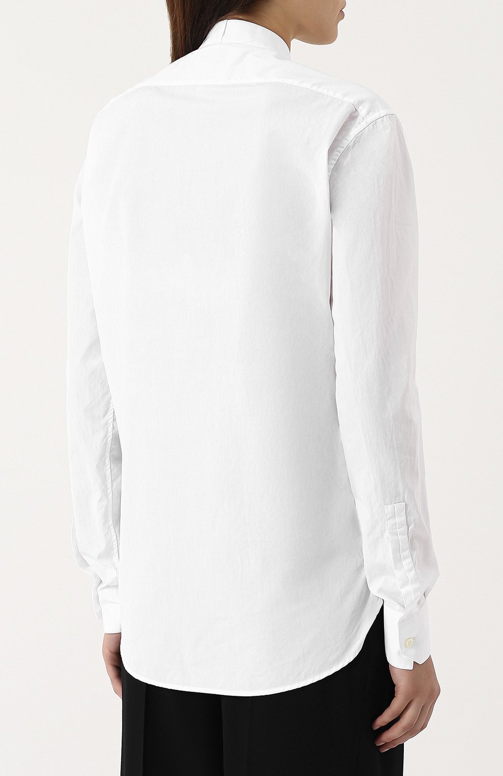 Однотонная хлопковая блуза свободного кроя SAINT LAURENT, арт. 505321/Y216W, фото 4