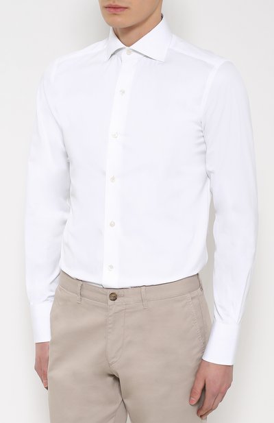 Хлопковая сорочка с воротником акула TOM FORD белого цвета по цене 59600 руб., арт. 6FT00094S3AX, фото 3 Хлопковая сорочка с воротником акула TOM FORD, арт. 6FT00094S3AX, фото 3