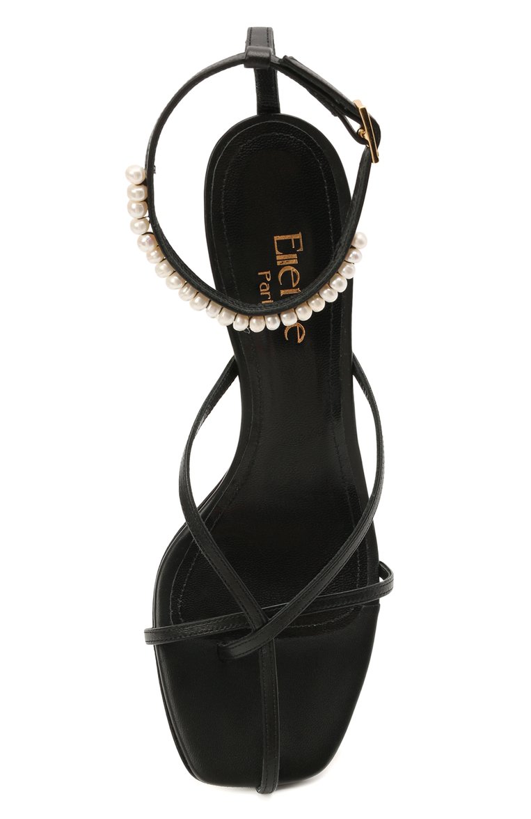 Женские кожаные босоножки etoile ELLEME черного цвета, арт. ET0ILE PEARL/LEATHER | Фото 5 (Каблук тип: Шпилька; Каблук высота: Средний; Подошва: Плоская; Материал внутренний: Натуральная кожа; Материал внешний: Натуральная кожа)