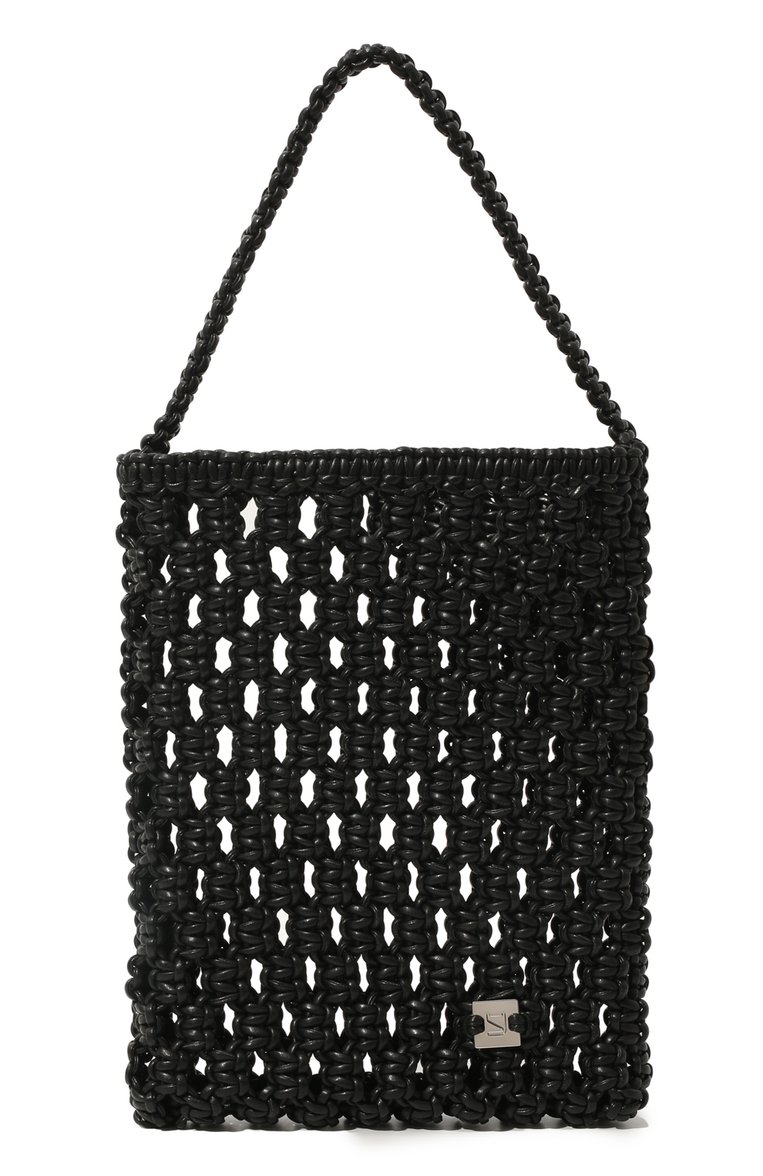 Женская сумка-тоут woven YUZEFI черного цвета, арт. YUZC0-HB-WT-01 | Фото 1 (Материал: Экокожа, Текстиль; Размер: medium; Сумки-технические: Сумки-шопперы)