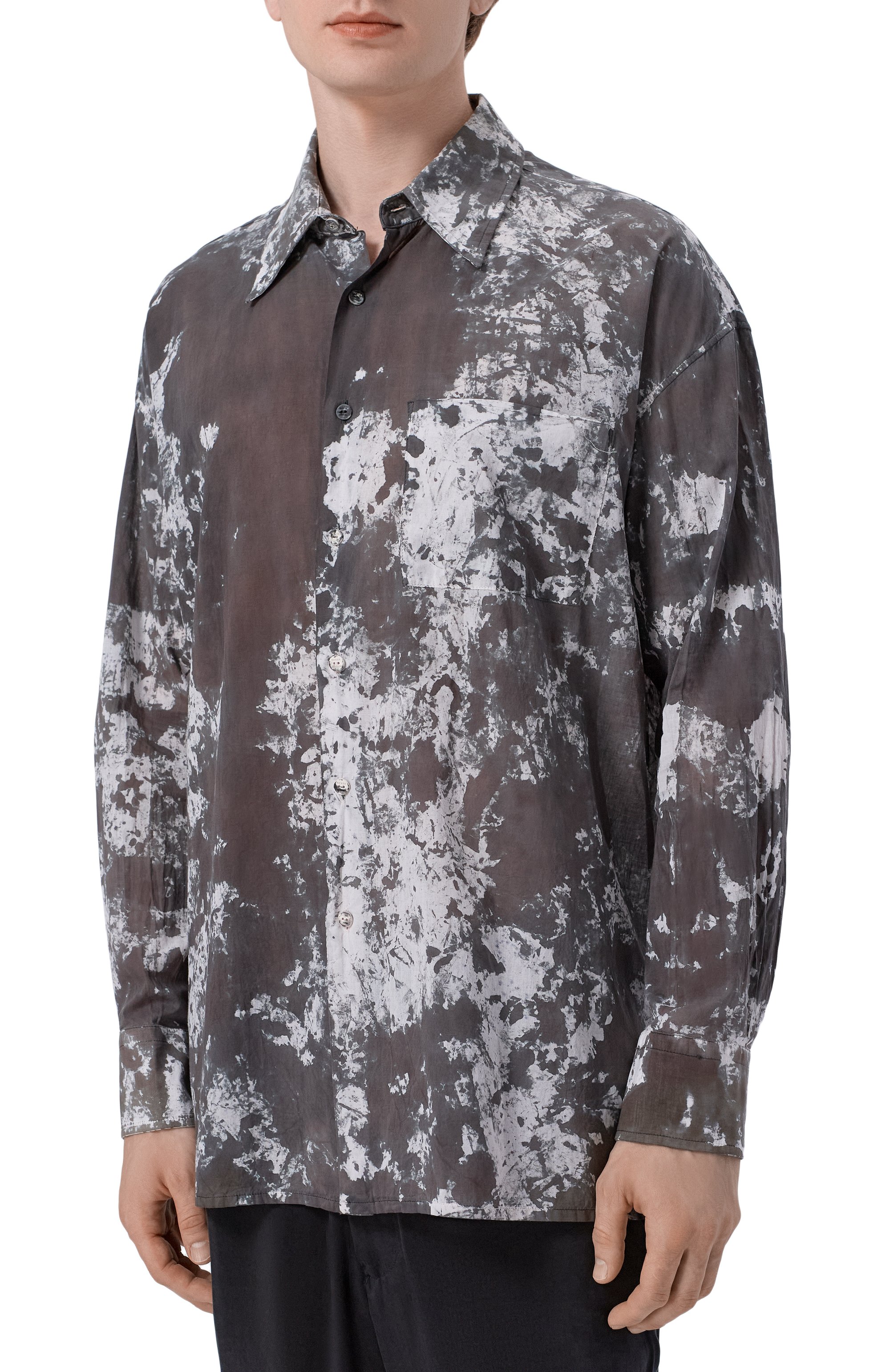 Хлопковая рубашка NEVER ENOUGH темно-серого цвета по цене 39950 руб., арт. 1B5M026-486/MSL019 W062 SH 5, фото 3 Хлопковая рубашка NEVER ENOUGH, арт. 1B5M026-486/MSL019 W062 SH 5, фото 3