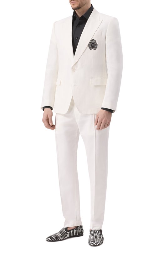 Льняной пиджак Dolce & Gabbana G2QS6Z/FU4LF Белый  G2QS6Z/FU4LF Фото 3
