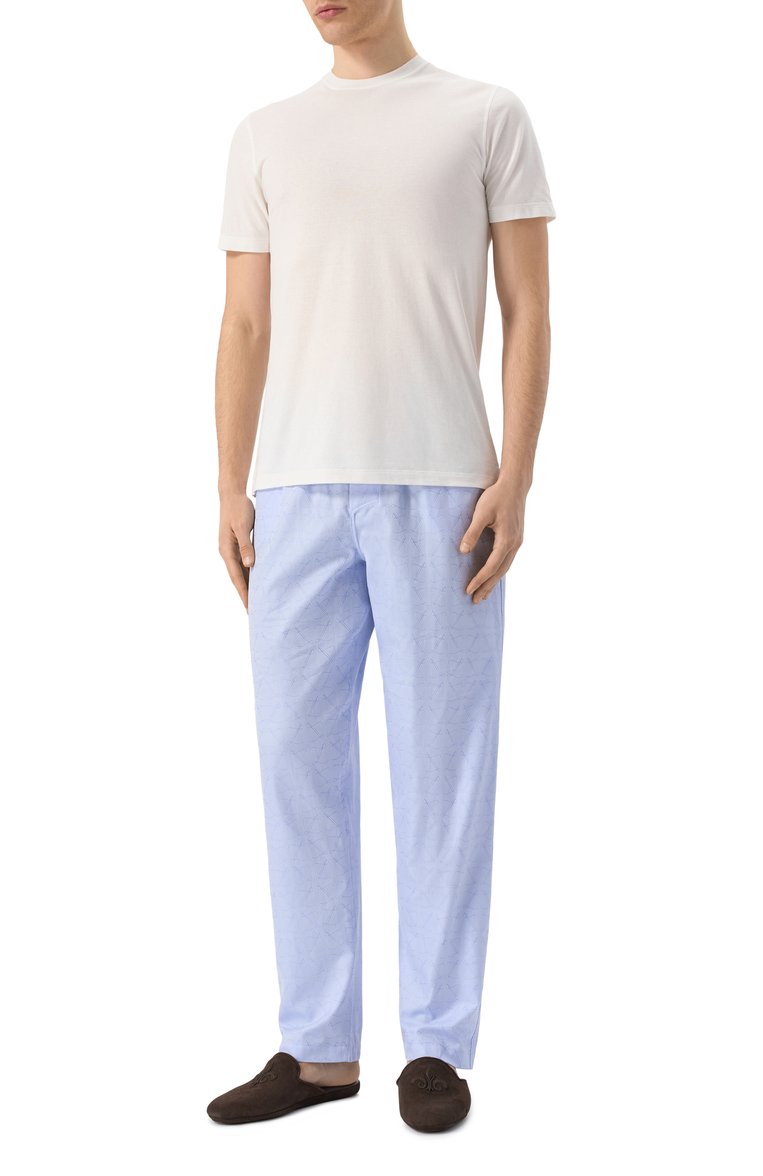 Мужские хлопковые домашние брюки ZIMMERLI голубого цвета, арт. 4286Z-75182 | Фото 2 (Материал внешний: Хлопок; Длина (брюки, джинсы): Стандартные; Кросс-КТ: домашняя одежда; Автоматизация состава: Проставлено; Автоматизация ТО: Проставлено)
