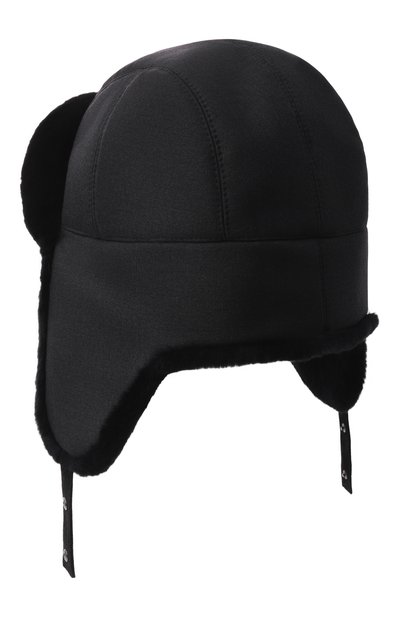 Кашемировая шапка-ушанка с мехом бобра MVST, арт. MH-17 BLACK FABRIC + BEAVER, фото 2