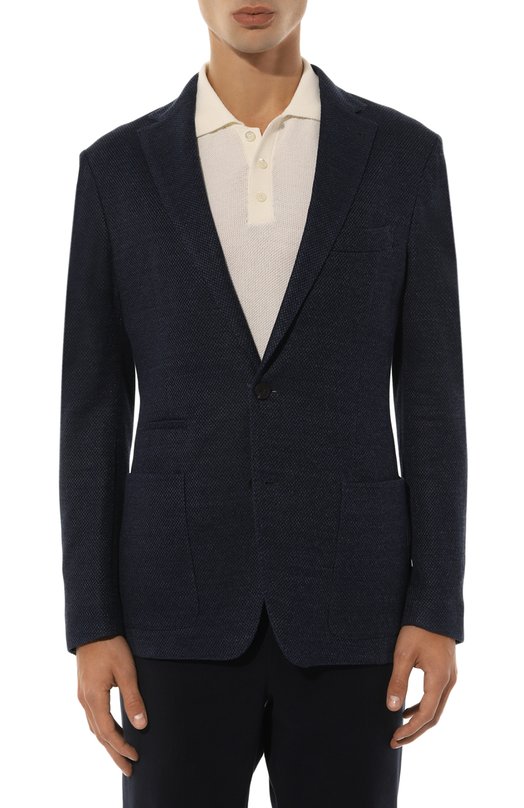 Пиджак изо льна и хлопка Fradi Синий, фото 4