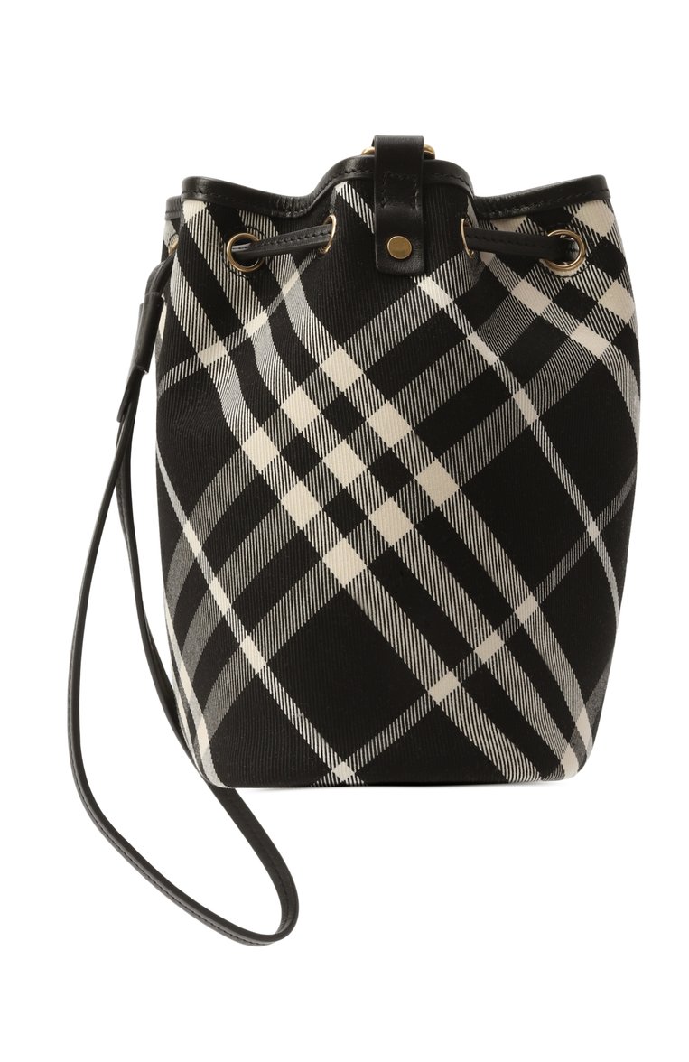 Женская сумка BURBERRY черного цвета, арт. 8095057 | Фото 4 (Материал: Текстиль; Ремень/цепочка: На ремешке; Размер: mini)