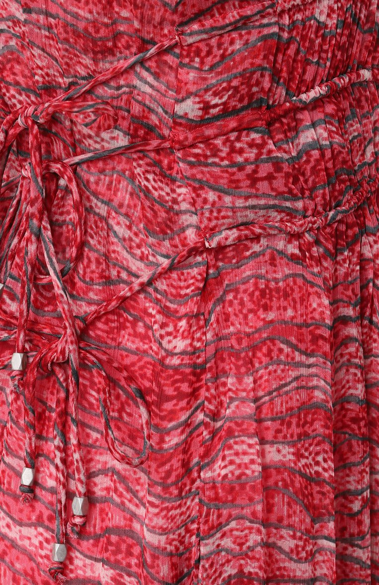 Женское платье из вискозы ISABEL MARANT ETOILE красного цвета, арт. 25PR00668FA/C1J07E | Фото 6 (Материал внешний: Вискоза; Рукава: Длинные; Длина Ж (юбки, платья, шорты): Миди; Случай: Повседневный; Женское Кросс-КТ: Платье-одежда; Стили: Романтичный)