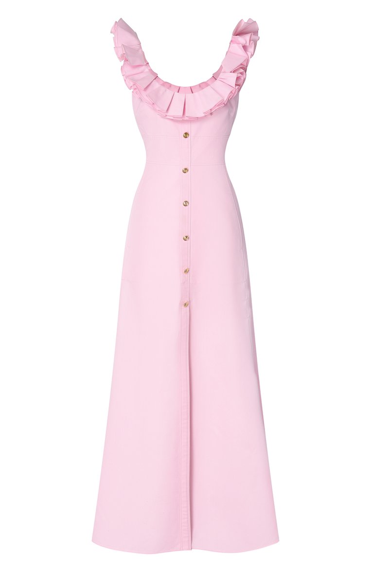 Женское хлопковое платье GIAMBATTISTA VALLI розового цвета, арт. 25SSPVCA5030-40P0P | Фото 1 (Материал внешний: Хлопок; Длина Ж (юбки, платья, шорты): Макси; Стили: Романтичный; Женское Кросс-КТ: Платье-одежда; Рукава: Без рукавов; Случай: Коктейльный)